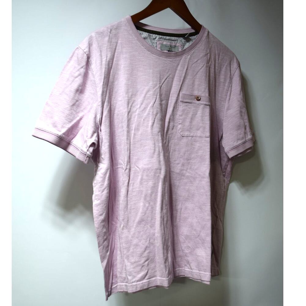 Ted Baker London Pink Slub Cotton Pocket T-Shirt Men's XL Size 5